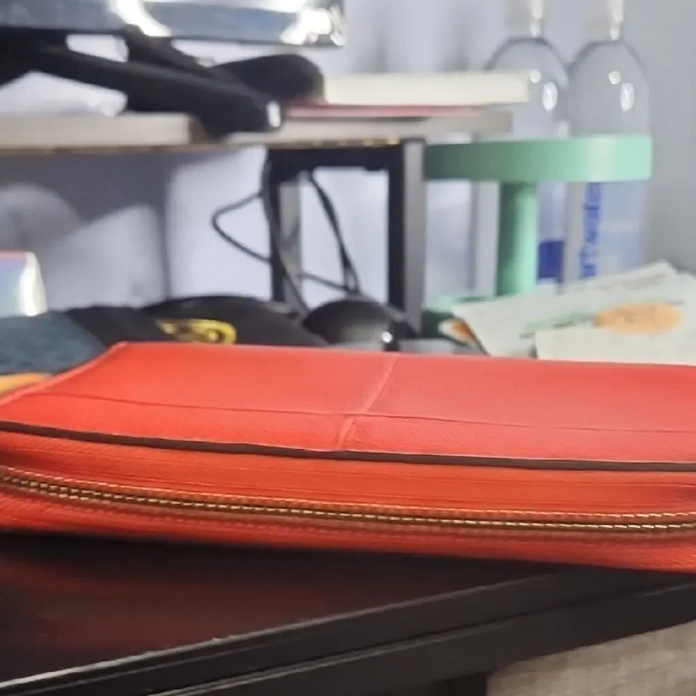 Tory Burch Orange Wristlet with Gold Accent